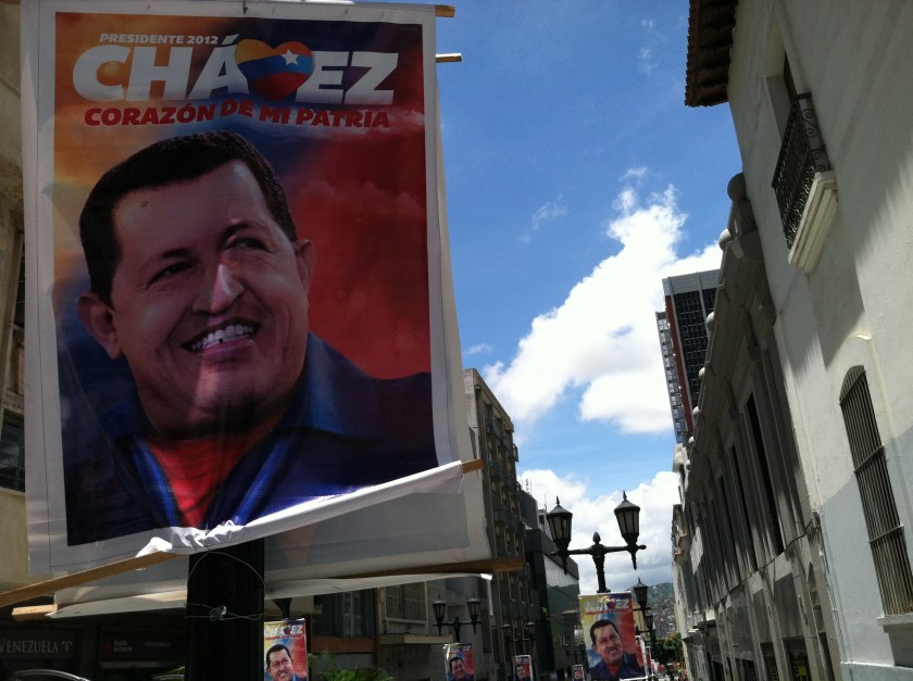 2012 Re-election campaign poster in Caracas City Center